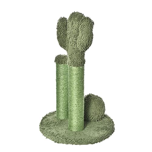 Amazon Basics Cat Scratching Post, Indoor Cactus Triple Posts for Cats & Kittens with Dangling Ball, Large, 27"H, Green - size: Large - 27" H