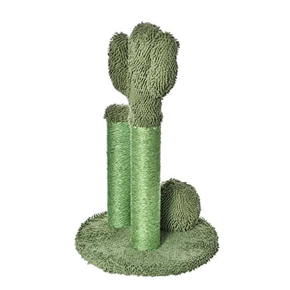 Amazon Basics Cat Scratching Post, Indoor Cactus Triple Posts for Cats & Kittens with Dangling Ball, Large, 27"H, Green - size: Large - 27" H