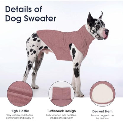 IECOii Dog Fleece Vest Sweater - Stretch Warm Pullover with Turtleneck,DarkRed,Large, Easy On/Off Winter Dog Sweater for Medium Large Dogs Girl Boy, Winter Fall Jumpsuit with High Neck - color: Darkred, size: Large