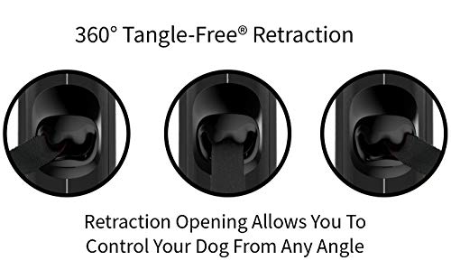 TUG 360° Tangle-Free Retractable Dog Leash with Anti-Slip Handle | 16 ft Strong Nylon Tape | One-Handed Brake, Pause, Lock (Small, Black/Grey) - color: Black/Grey, size: Small