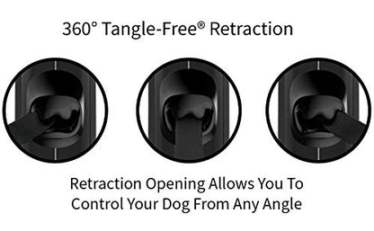 TUG 360° Tangle-Free Retractable Dog Leash with Anti-Slip Handle | 16 ft Strong Nylon Tape | One-Handed Brake, Pause, Lock (Large, Black/Grey) - color: Black/Grey, size: Large
