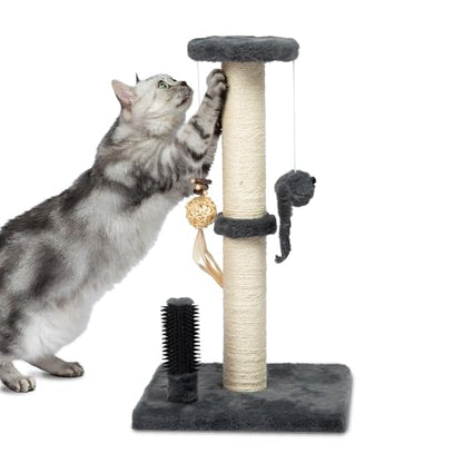 Best Pet Supplies Catify Cat Scratcher, Fun Interactive Scratchers, Posts, Poles, Claw Safe, Furniture Saver Indoor Play Support Natural Cat Behaviors Heavy Duty - Gray, 11.78 x 11.78 - color: Scratching Post (Gray) H: 22"