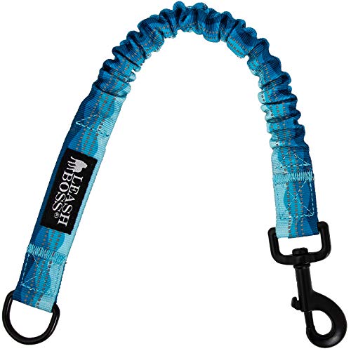 Leash Boss Pattern Bungee Dog Leash Extension, 18" Shock Absorbing Lead Extender, Pattern Collection - Large Dog Leash Attachment and Shock Absorber (Wave Pattern) - color: Blue - Wave