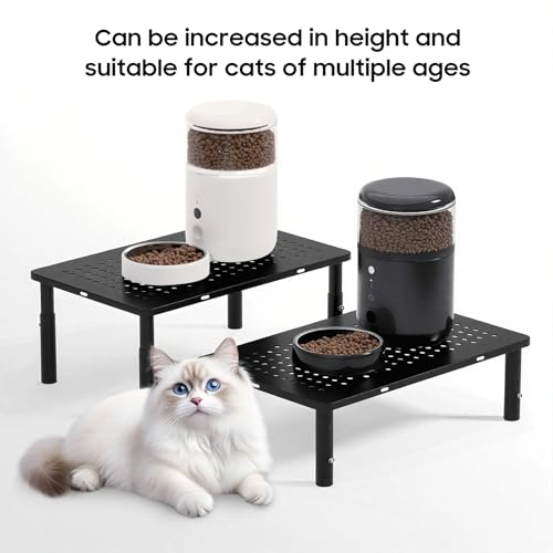 W‌SOWX Adjustable Automatic Cat Feeder Stand - Non-Slip Elevated Holder for Cats/Puppies, Fits Most Automatic Feeders & Water Dispensers, Black(Holder ONLY) - color: Black