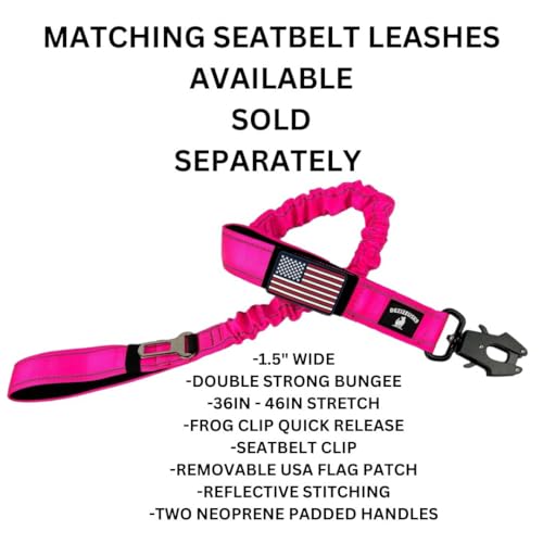Tactical Dog Collar with Handle, American Flag Patch, 1.5 Inch Wide Thick Heavy Duty Nylon, Quick Release Metal Buckle, Customizable Name Plate, Ideal Dog Collars for Medium to Large Breeds K9 Harness - color: PINK 18-24 inch, size: adjustable 18-24 inche