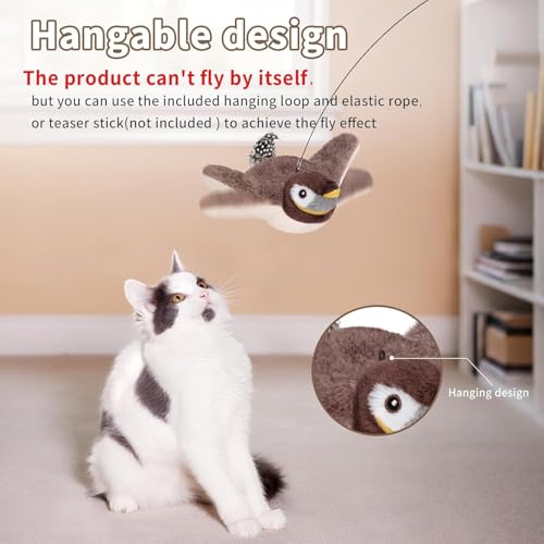 Cat Toys Flapping Birds with Catnip Bags, Rechargeable Chirping Interactive Kitten Toy Kicker, Lifelike Birdie Tweets, Indoor Enrichment Moving Wings Cat Exercise Toys for All Breeds Cat Dog(Oriole)