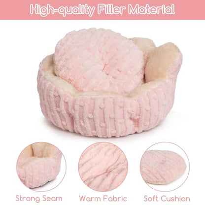Hollypet Calming Cat Beds for Indoor Cats - Cute Fluffy Cactus Pet Small Dog Puppy Bed with Non-Slip Bottom, Pink - color: Pink