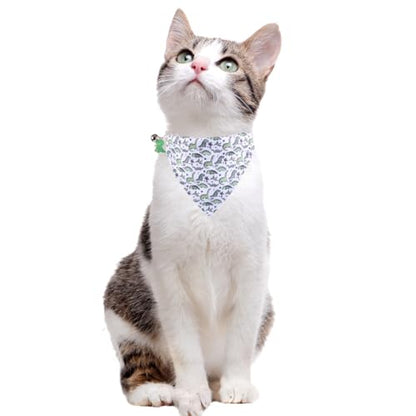 Cat Collar Breakaway with Cute Bow Tie Bandana and Bell Dinosaur Accessories for Kitty Adjustable Safety - color: dinosaur