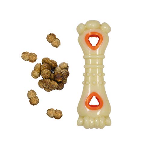 Nylabone Knuckle Bone Pop-In Treat Toy Power Chew Toy for Dogs, Interactive Treat Dispensing Enrichment Dog Toy, Long Lasting Chicken Flavor, Medium Dogs - Up to 35 lbs - size: Medium