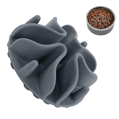 Jaoul Slow Feeder Dog Bowls Insert, Puzzle Slow Feeder Insert with 30 Octopus Suction Cups for Small Medium Large Size Dog Food Bowl (4.72 inch, Grey) - color: Grey, size: Medium(4.72 inch)