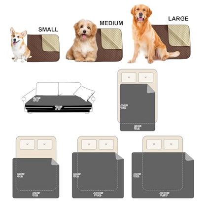 NICETOWN Pet Bed Cover Dog Blanket for Sofa and Furniture Waterproof Large Dog Crate Bed, Mat Reusable Pads Extra Large Puppy Pad, 1 Piece, 82" W x 102" L, Chocolate/Sand - color: Chocolate/Sand, size: 102"L x 82"W x 0.15"Th