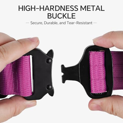 Tactical Thick Dog Collar, Adjustable Training Nylon Dog Collar, Heavy Duty Metal Buckle & Control Handle for Small Medium Large Dogs (L, Hotpink) - color: Hotpink, size: L