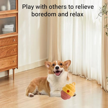 Dog Puzzle Toy Dispenser - Interactive Dog Toys for Large & Medium Breeds - Mental Stimulation Ball with Detachable Lid - Food-Grade Silicone Toy for Stress Reduction - color: brown