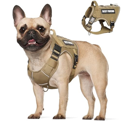 Tactical Dog Harness Medium Sized Dog,No Pull Military Dog Vest with Handle,Reflective Heavy Duty Pet Harness for Walking Hiking Training Brown M - color: Brown, size: Medium