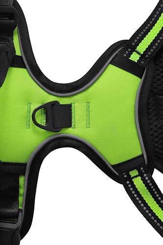 Green No-Pull Dog Harness with 2 Leash Clips，Soft Padded Vest for Small Dog, Adjustable Reflective Dog Vest Easy to Put on and Take Off,(Neck: 13"~17", Chest: 17"~21",Green Small) - color: Green, size: Small