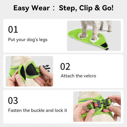 Joytale Small Dog Harness, Breathable Mesh Step-in Vest, Reflective Soft Padded Harnesses for Cats and Puppies Dogs, Green, XXXS - color: Green, size: XXXS--Chest: 10.5-12''