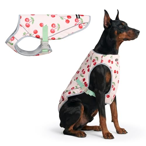 Spark Paws Dog Cooling Vest - SPF 50 UV Sun Protection - Summer Heat Relief Gear for Dogs, Lightweight, Evaporative Cooling - Dog Anxiety Relief Vest During Hot Days - Cherries - Size 4XL - color: Cherries, size: 4XL: 80-115lbs