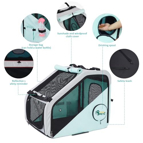 Ownpets Portable Dog Crate for Car, Collapsible Dog Travel Crate for Medium Dogs Up to 66lbs, with Seatbelt and Headrest Strap, Soft Pet Carrier for Car Back Seat, Indoor and Outdoor