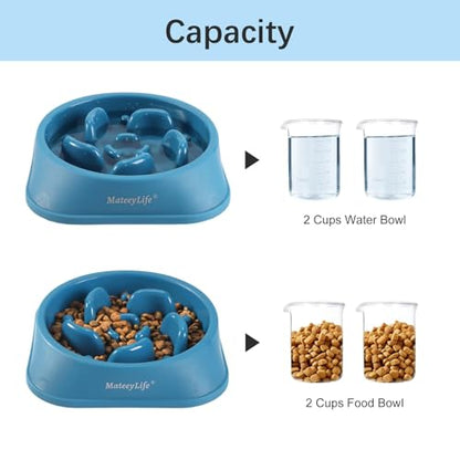 MateeyLife Slow Feeder Dog Bowls, Anti-Choking Puzzle Dog Food Bowls, Anti-Slip Interactive Feeding Slow Down Eating, Bloat Stop Maze Dishes for Medium Large Breeds DarkBlue - color: G-DarkBlue, size: Medium