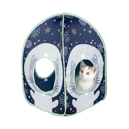 Kitty City Galactic Pop-Up Cat Play House, Collapsible Indoor Cat Hideout with Peekaboo Openings, Lightweight Foldable Cat Cube for Play & Lounging - color: N) Galactic Tent House