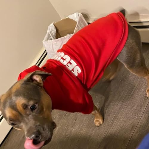 BINGPET Security Dog Hoodies Puppy Sweater Cold Weather Dog Coats Soft Brushed Fleece Pet Clothes Hooded Sweatshirt for Dog Cat - color: #1 Red(Security), size: Small (All Breed Sizes)