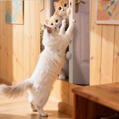 Cat Scratch Pad 15.3x23.6 Inches Polyester Synthetic Fiber, Peeking Kittens Print, wall cat Scratcher, Scratching mat, Home Decor, Hallway, Living Room (2pcs) - color: LU15989-2pcs