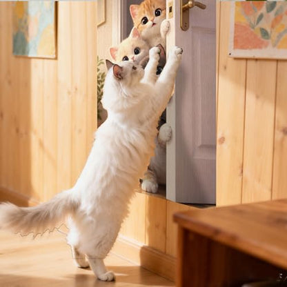 Cat Scratch Pad 15.3x23.6 Inches Polyester Synthetic Fiber, Peeking Kittens Print, wall cat Scratcher, Scratching mat, Home Decor, Hallway, Living Room (2pcs) - color: LU15989-2pcs