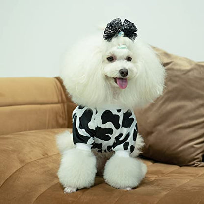 CuteBone Dog Pajamas Costumes Fleece Pet Clothes Puppy Onesie Winter Holiday Cute Cat Jammies Keep Your Pet Warm in the Cold Weather P222M - color: A07-Cow, size: Medium