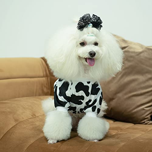 CuteBone Dog Pajamas Costumes Fleece Pet Clothes Puppy Onesie Winter Holiday Cute Cat Jammies Keep Your Pet Warm in the Cold Weather P222S - color: A07-Cow, size: Small