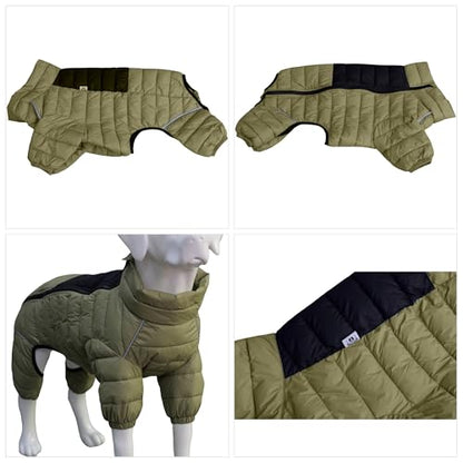 LoveLongLong Dog Coat - Warm & Waterproof Reflective Dog Jacket, Zippered & Adjustable, Olive Green, S, M, L - color: Olivegreen, size: M (12.5inch Back)