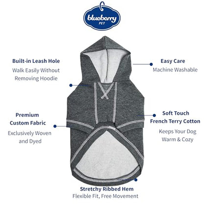 Blueberry Pet Essentials Soft & Comfy Better Basic Cotton Blend Dog Hoodie Sweatshirt in Charcoal Grey, Back Length 16", Pack of 1 Jacket for Dogs - color: Dog Hoodie - Charcoal Grey, size: 16 inch (Pack of 1)