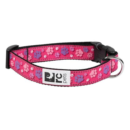 RC Pets Clip Collar | Reflective Label for Visibility Adjustable Comfortable & Secure Fit | Fresh Tracks Pink, Medium, 1-Inch - size: Medium