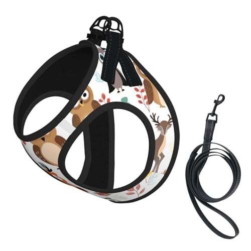 Animals Printing Dog Summer Harness,Soft Light Puppy Vest,Breathable Pet Harness Reflective for Easy Walking - color: With Accessories, size: Small