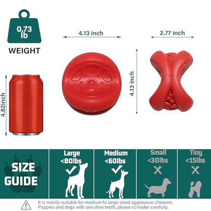 Treat Dispensing Dog Toys - Durable Natural Rubber Chew Toy for Large Medium Dogs, Aggressive Chewer Dog Toys, Relieve Boredom Separation Anxiety & Cleans Teeth, Dishwasher Safe - color: Red Tire