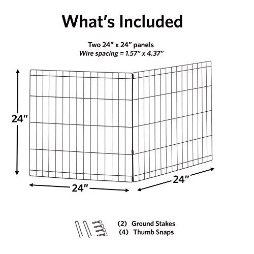 MidWest Homes for Pets Universal Pet Playpen 2-Panel Extension Kit | Fits Metal 24-Inch Dog Pens | Kit Measures 24H x 47.50W Inches| Includes 4 Thumb Snaps, 2 Ground Stakes - color: Black, size: 24H-Inch Pen Extension Panel