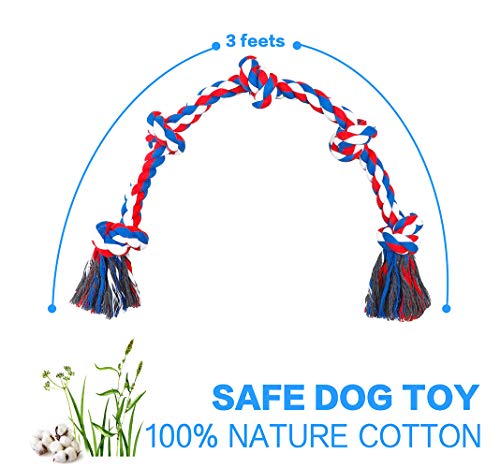 Bmag Dog Rope Toys for Aggressive Chewers, Interactive Heavy Duty Dog Toys for Medium Large Dogs, Tough Twisted Rope Toy with 5 Knots (Red) - color: Red