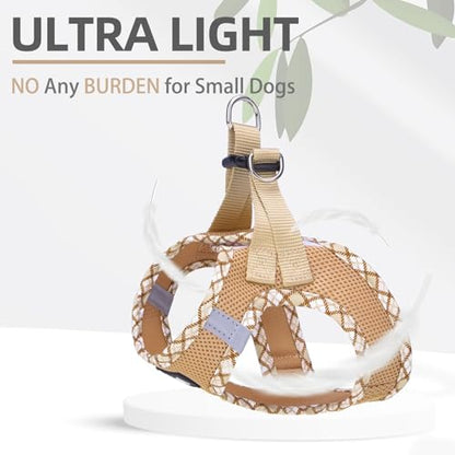 PUPTECK Dog Harness and Leash Set for Small Medium Dogs No Pull Step-in Soft Mesh Puppy Cat Vest Harnesses Reflective at Night, Beige M - color: #1 Beige(Basic Mesh), size: M(CHEST 16"-18", 11-18 lbs)