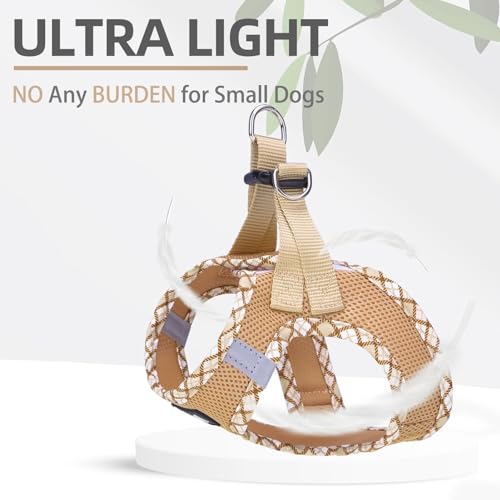 PUPTECK Dog Harness and Leash Set for Small Medium Dogs No Pull Step-in Soft Mesh Puppy Cat Vest Harnesses Reflective at Night, Beige S - color: #1 Beige(Basic Mesh), size: S(CHEST 14.5"-16", 6.6-14 lbs)