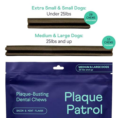 Finn Plaque Patrol Dental Chews | Triple-Action Defense Against Plaque, Tartar, and Bad Breath | for Medium/Large Dogs, 25+ lbs