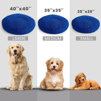 Muddy Mat®Cloud K-9 Bed for Dogs & Cats, Soft & Relaxing Donut Dog Bed, Chenille Material, Removable Cover, Washable & Dryer Safe–Navy Blue Medium(35'x35') - color: Navy Blue, size: Medium (35''X35'')