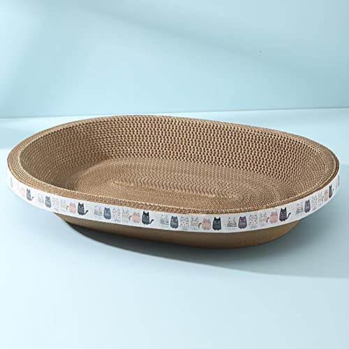 High-Density Oval-Shaped Cardboard Cat Scratcher Bed - Corrugated Scratching Board House & Nest, Training Toy for Indoor Cats - size: Small