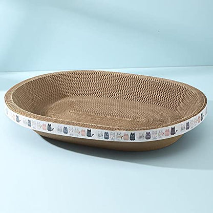 High-Density Oval-Shaped Cardboard Cat Scratcher Bed - Corrugated Scratching Board House & Nest, Training Toy for Indoor Cats - size: Small