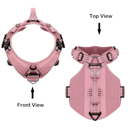 ICEFANG GN8 Tactical Dog Harness for Small Sized Dogs,Full Metal Buckles,Reflective in Training Walking K9 Dog Vest,No-Pull Front Leash Clip,Adjustable Pet Harness (Pink, S (Pack of 1)) - color: Pink, size: Small (Pack of 1)