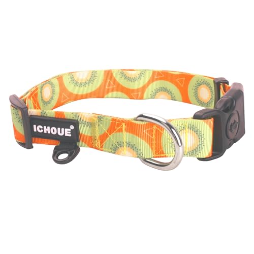 iChoue Original Print French Bulldog Collar Adjustable with Locked Buckle for Frenchie Pug English Boston Terrier Dogs, Kiwi Fruit, Small - color: Collar Kiwi Fruit, size: Small ( 5 - 25 lbs )