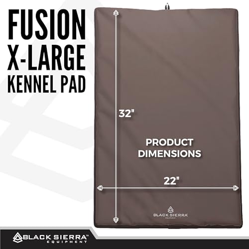 Black Sierra Extra Large Dog Kennel Pad, 1 Inch Thick Padding Measures 32" x 22", Water Resistant Crate Cushion for Hunting or Travel, Durable and Slip Resistant Pet Bedding Mat - size: Extra Large
