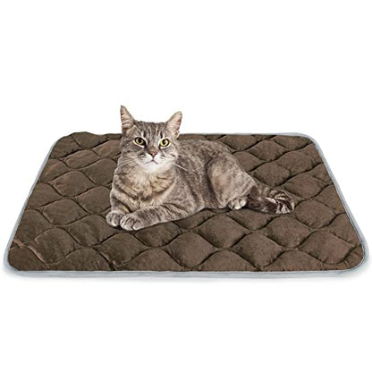 Self Warming Cat Bed Self Heating Cat Mat Thermal Pet Bed Mat Self-Warming Dog Crate Pad - color: Coffee, size: 20.0"L x 16.0"W x 0.5"Th