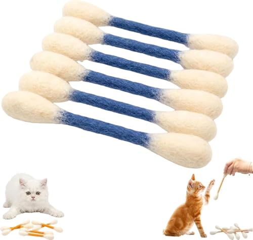 Cotton Swabs Cat with Catnip, 6 Pk Giant Kitten Chew Sticks for Indoor Boredom, Durable Dental Teething Ropes, Big Interactive Felt Kitty Kicker Play Lover Gift Accessories (Blue) - color: Blue