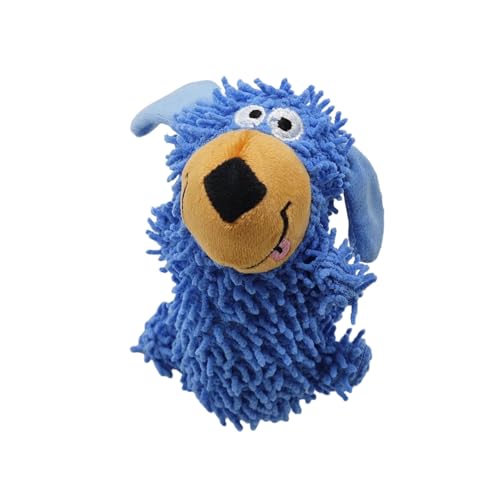 Interaction Squeaky Dog Chew Toy Soft Velveted Mop Cloth Texture for Gentle Teeth Protections and Indoor Entertainment - Blue - color: Blue