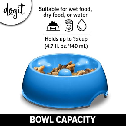 Dogit Go Slow Anti-Gulping Dog Bowl, Blue, X-Small - color: Blue, size: Extra Small