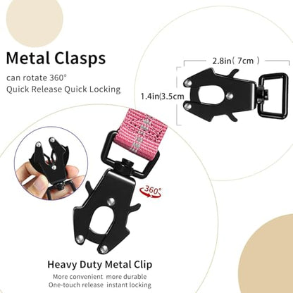 Heavy Duty Tactical Dog Leash, 4-6FT Shock Absorbing Bungee Lead with 2 Padded Handles, Metal Carabiner & Seatbelt Clip, Reflective No-Pull Leash for Medium/Large Dogs (Pink) - color: Pink